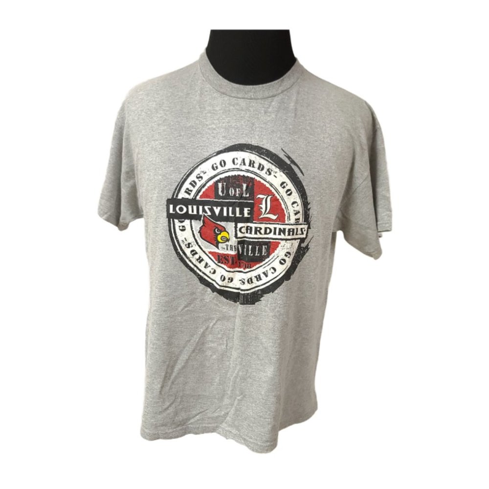 University of Louisville Cardinals Mens Large Grey Short Sleeve T-Shirt